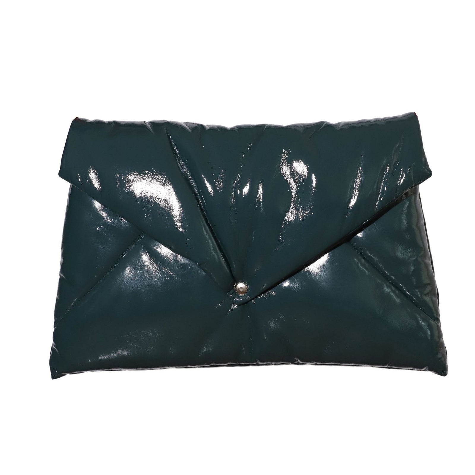 Glossy Patent Envelope Clutch Bag | Emerald