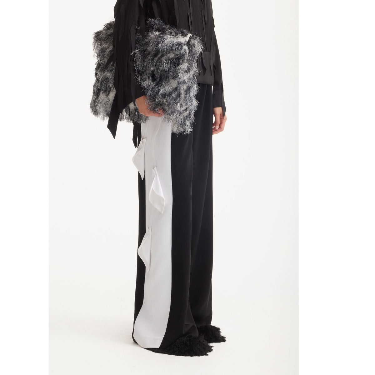 Textured Fur-Effect Envelope Clutch Bag | Gray