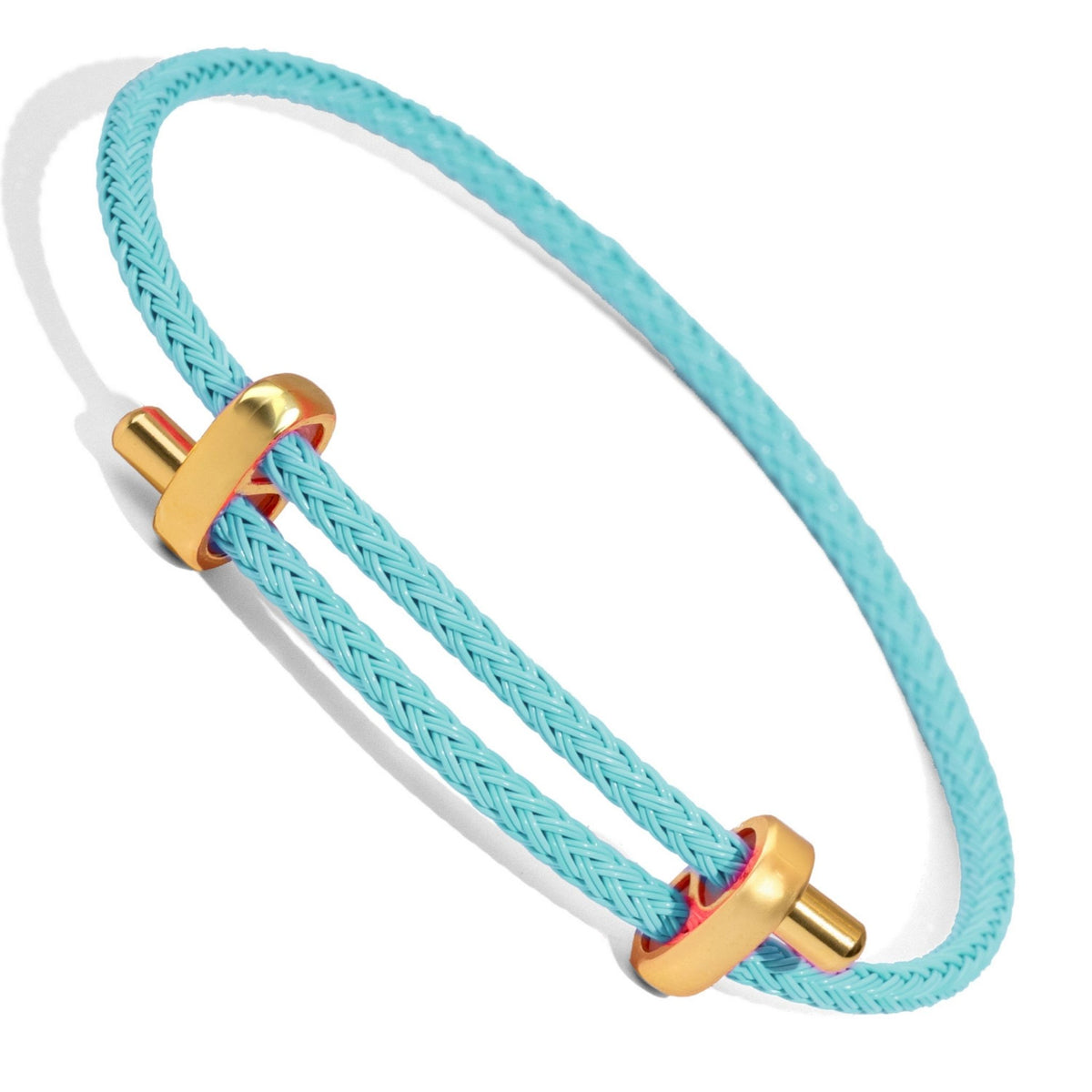 Turquoise Glow Adjustable Gold Rope Bracelet