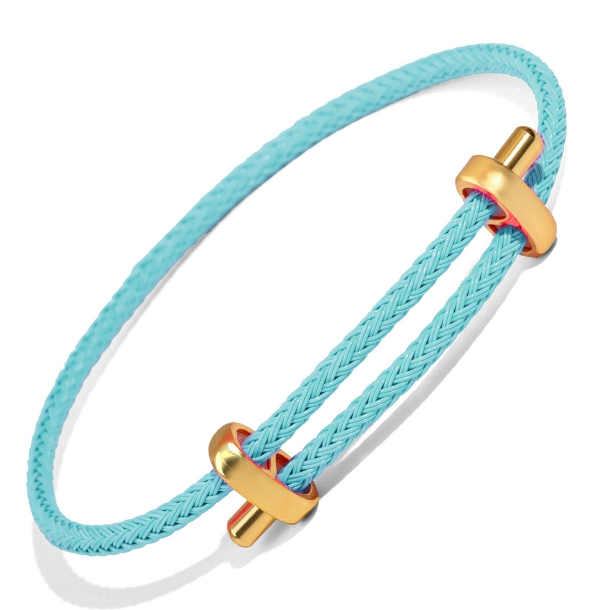 Turquoise Glow Adjustable Gold Rope Bracelet