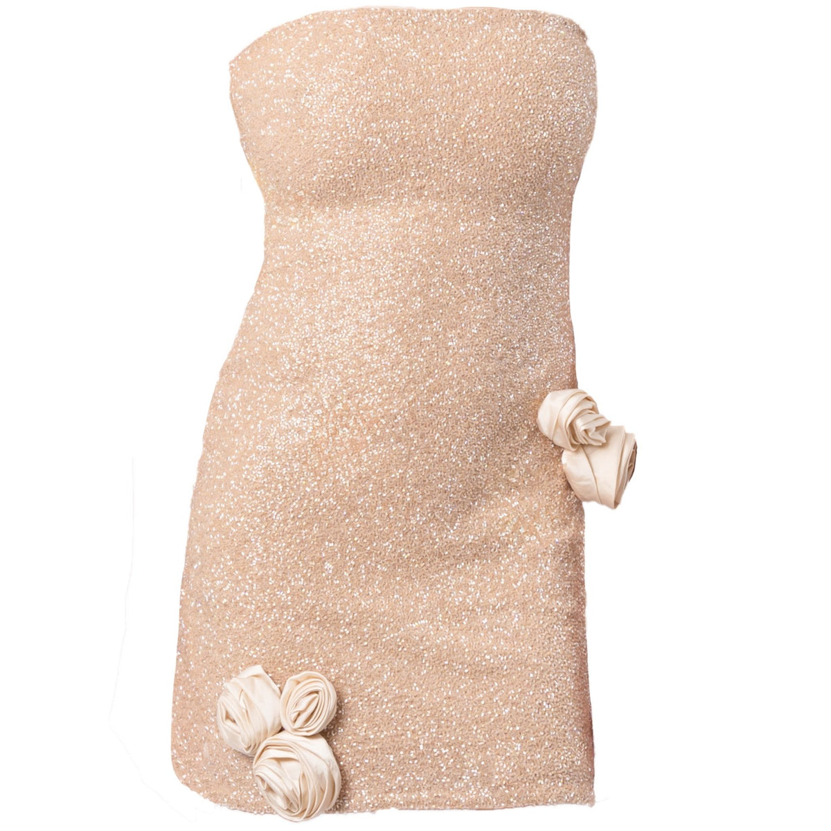 Champagne Rose Hand-Beaded Embellished Mini Dress