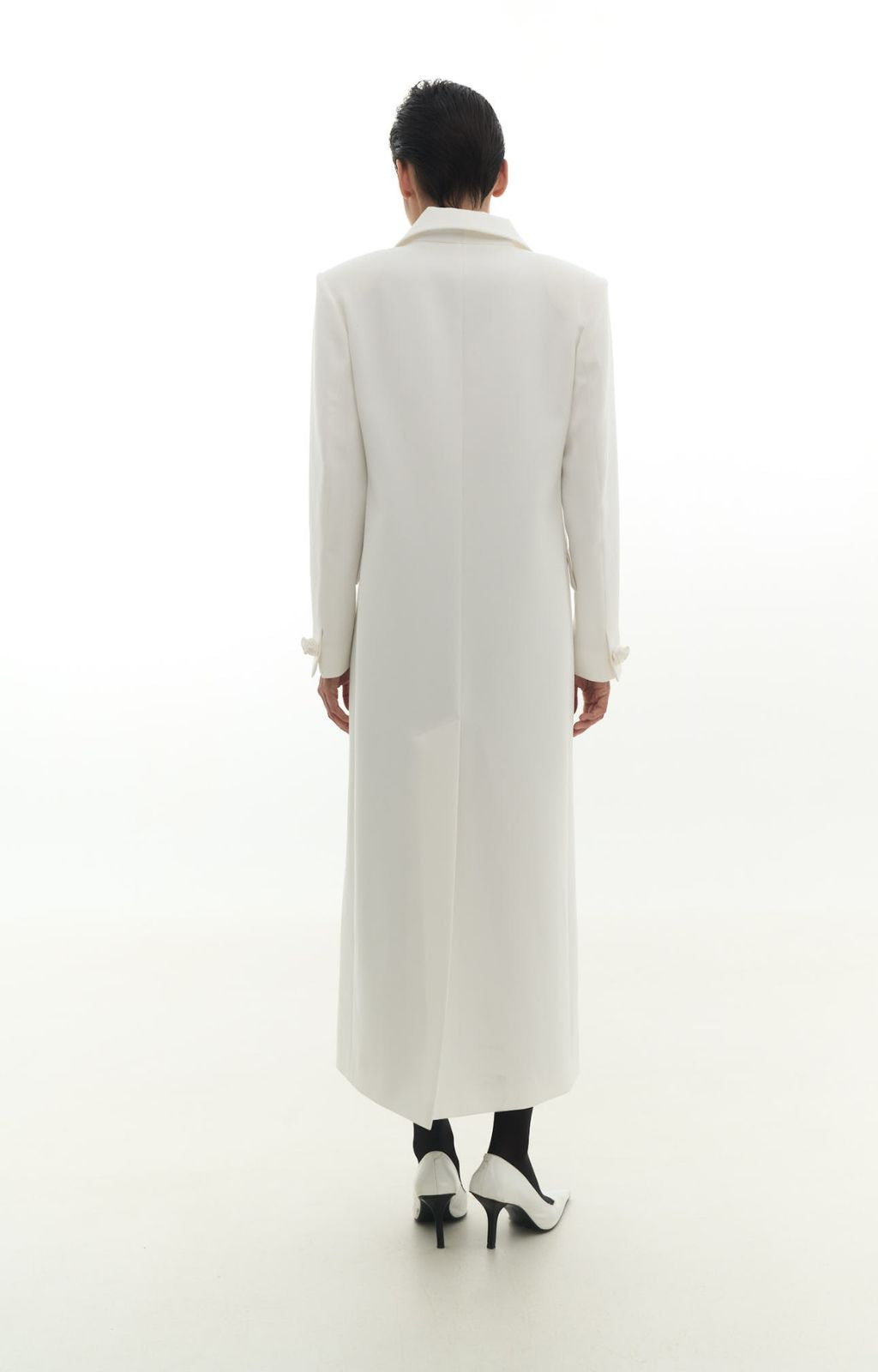 KRIS MARAN - Rose Buttons Maxi Coat | Ecru buy at DOORS NYC