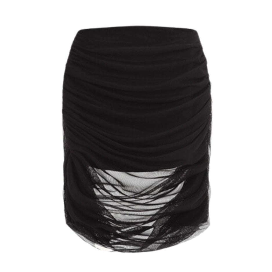 KRIS MARAN -Sheer Skirt With Draping buy at DOORS NYC