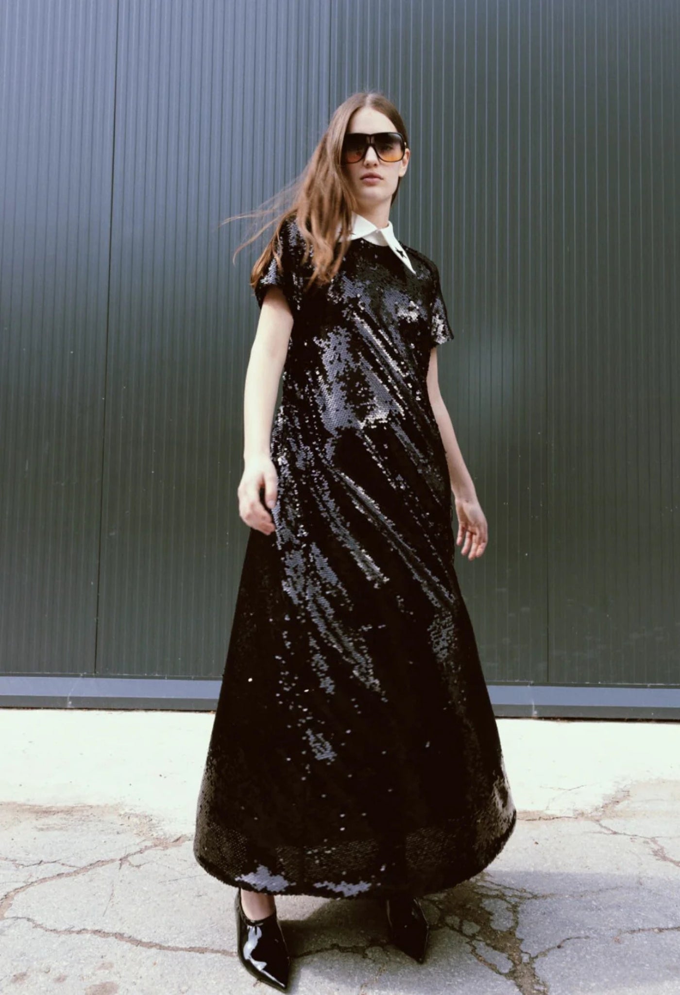 JULIA ALLERT - Sequin Evening Gown | Black buy at doors.nyc
