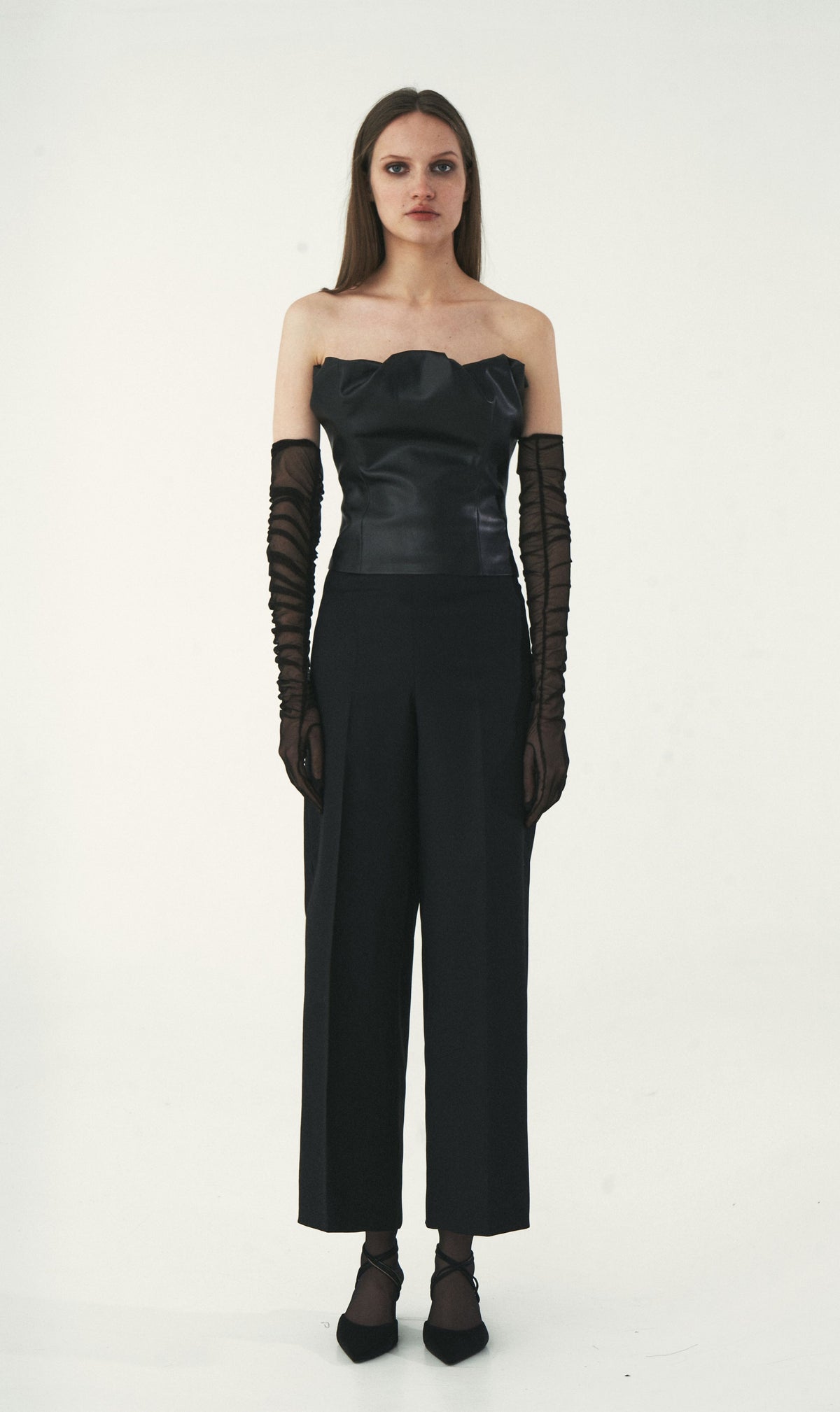 KRIS MARAN - Vegan Leather Draped Top buy at DOORS NYC