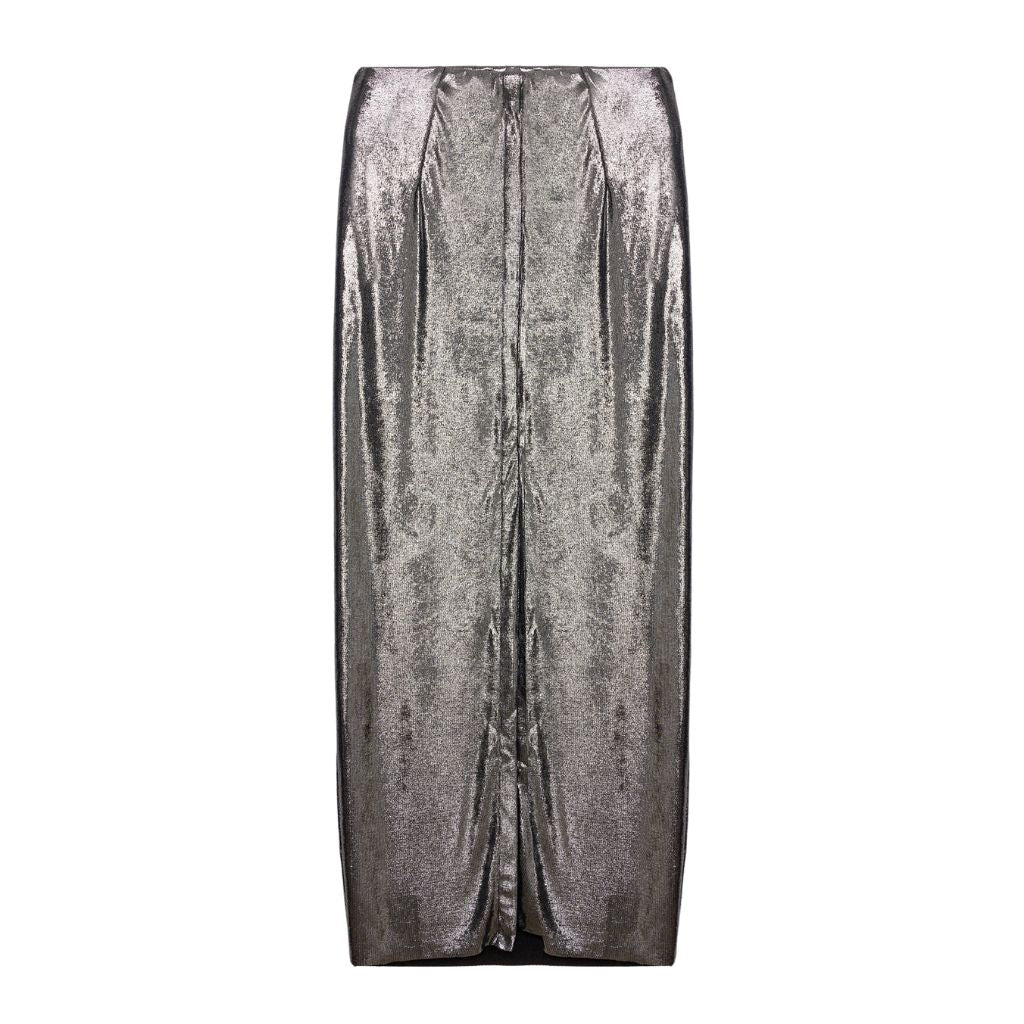 NO MATTER WHAT - Silver Metallic Skirt | PR Sample at DOORS NYC PR showroom