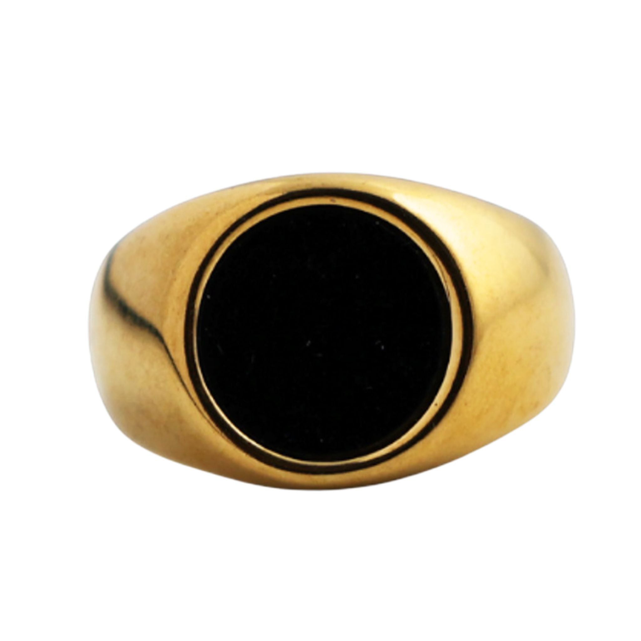 Black Onyx Circle Signet Ring