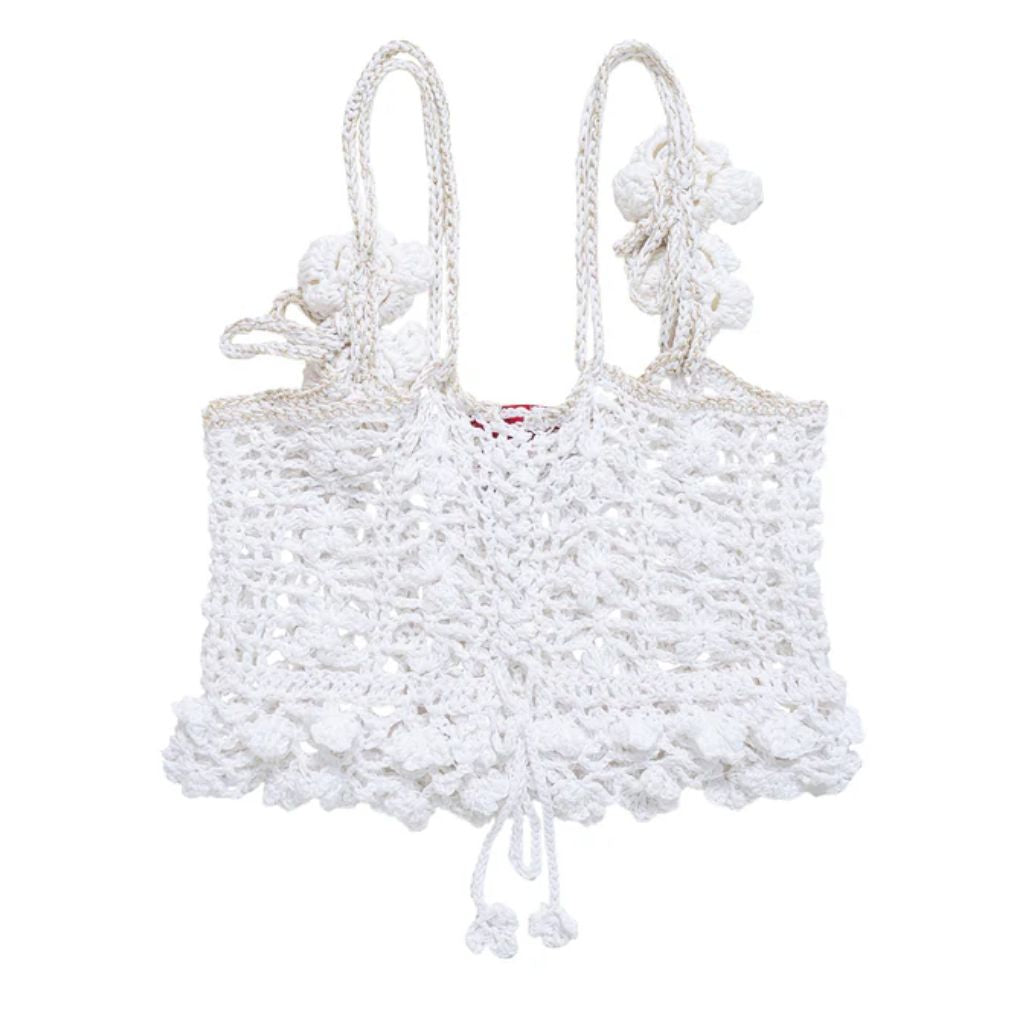 ANDREEVA - White Vanilla Handmade Crochet Top, buy at doors.nyc