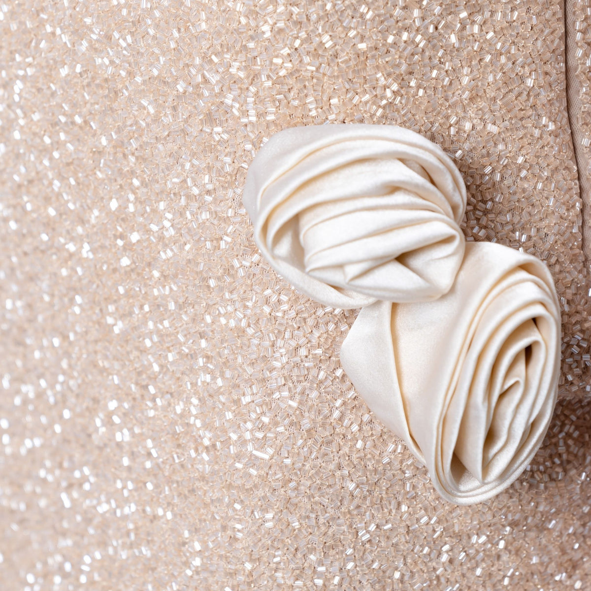 Champagne Rose Hand-Beaded Embellished Mini Dress