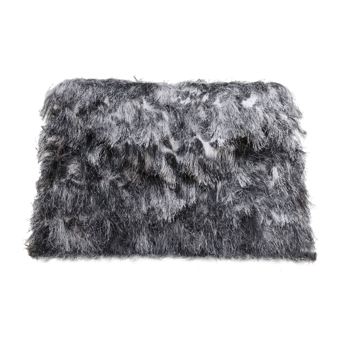 Textured Fur-Effect Envelope Clutch Bag | Gray