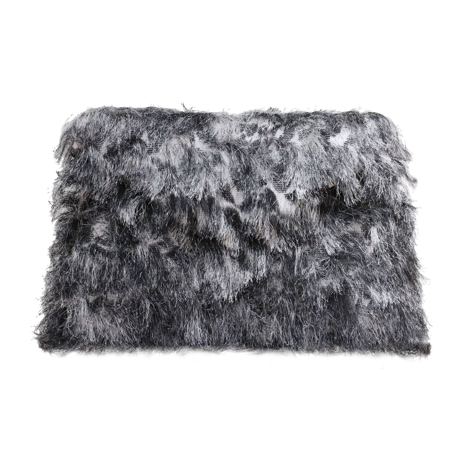 Textured Fur-Effect Envelope Clutch Bag | Gray