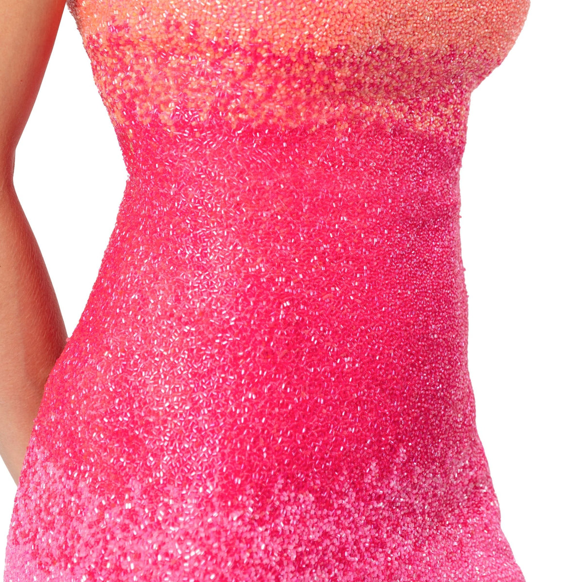 Ombre Hand-Beaded Embellished Mini Dress