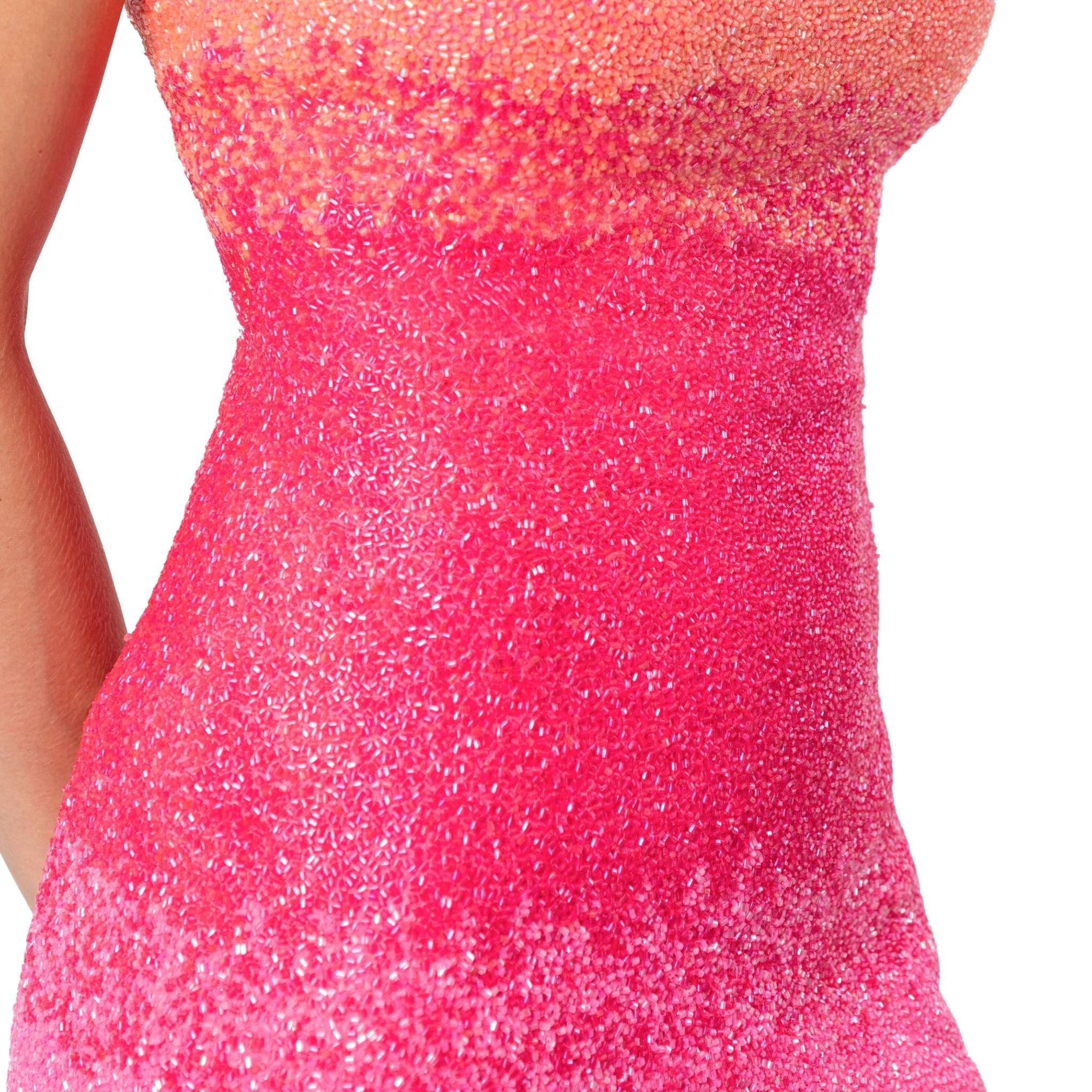 SELF ADORE - Ombre Hand-Beaded Embellished Mini Dress | Orange/Pink | DOORS NYC L SELF ADORE - Ombre Hand-Beaded Embellished Mini Dress | Orange/Pink | DOORS NYC L