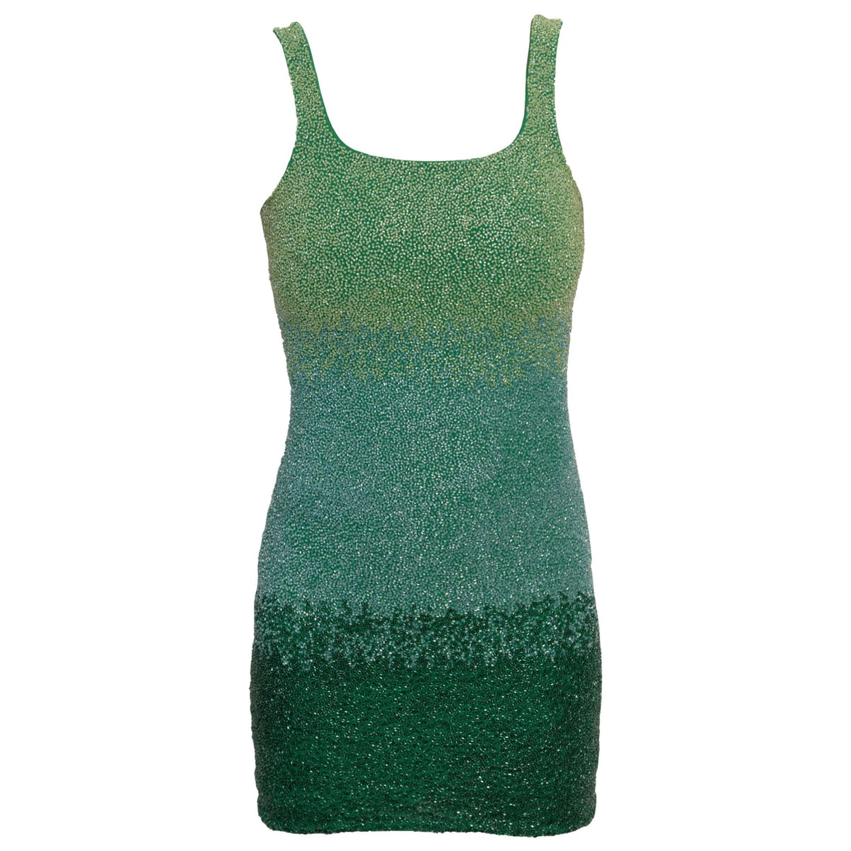 Ombre Hand-Beaded Embellished Mini Dress | Green