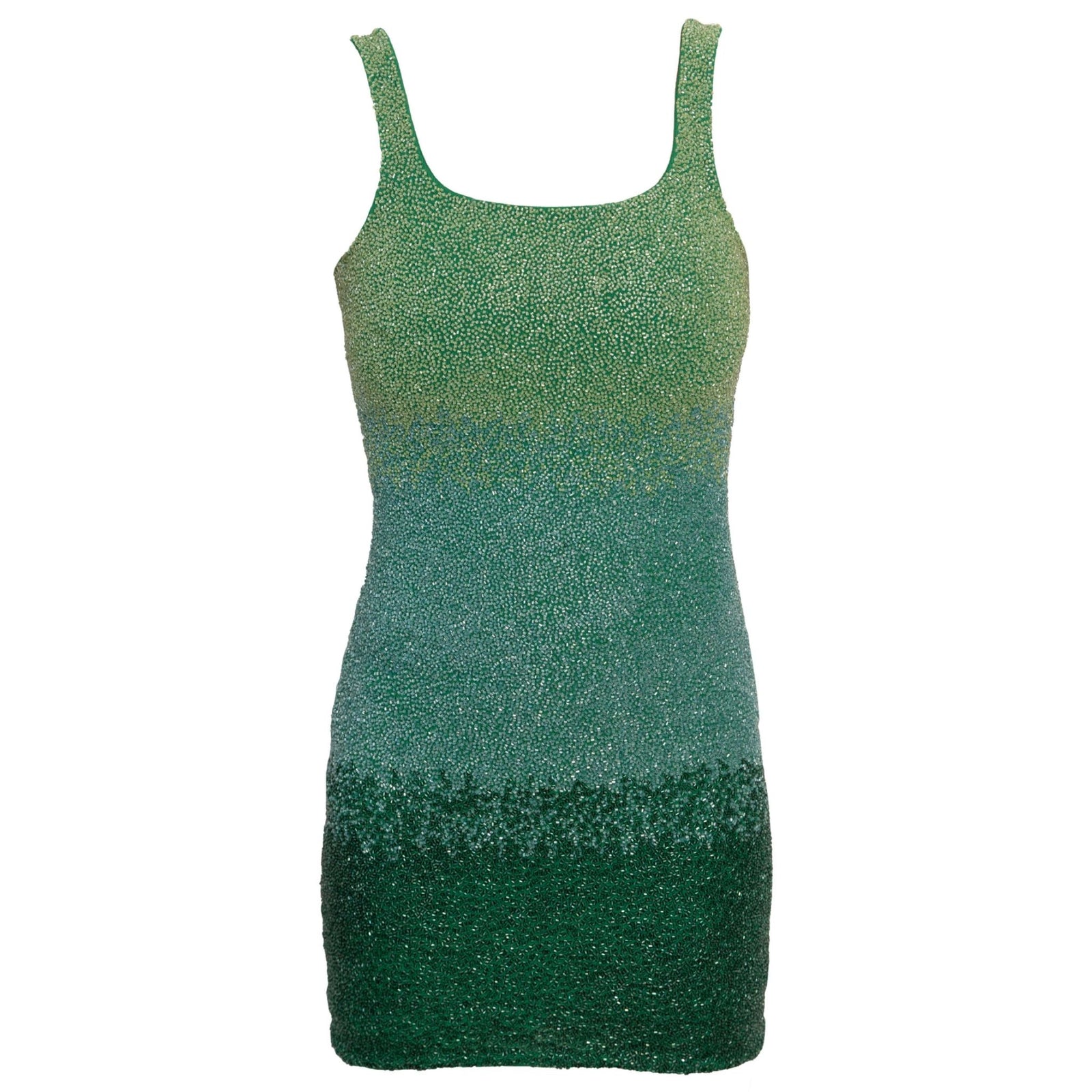 Ombre Hand-Beaded Embellished Mini Dress | Green