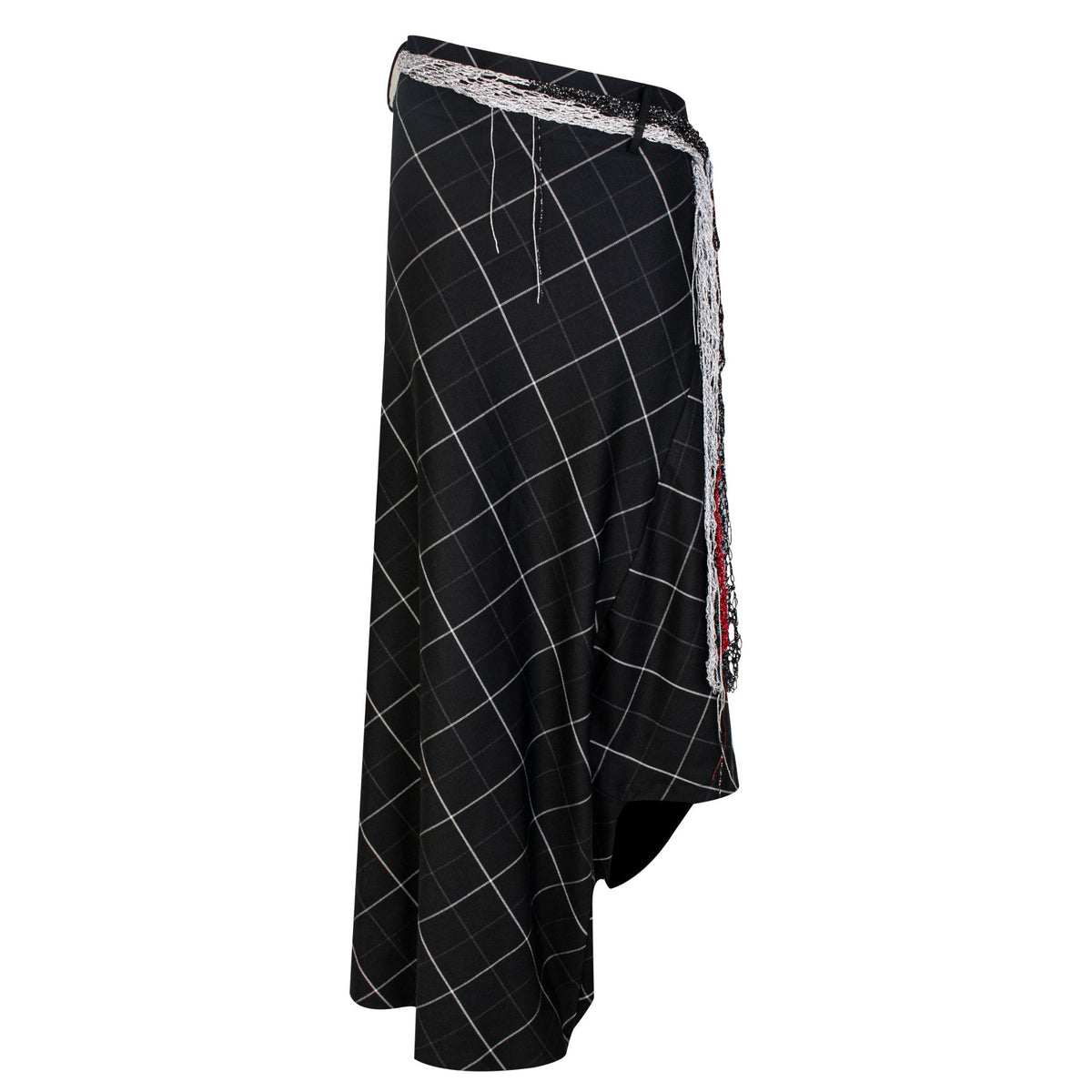 Woven Check Asymmetric Wrap Trousers