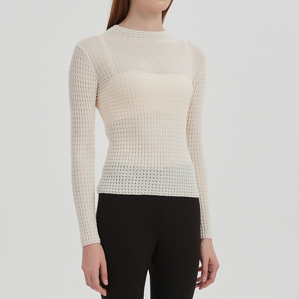 NUAJE NUAJE - Merino Textured Top | White, buy at DOORS NYC