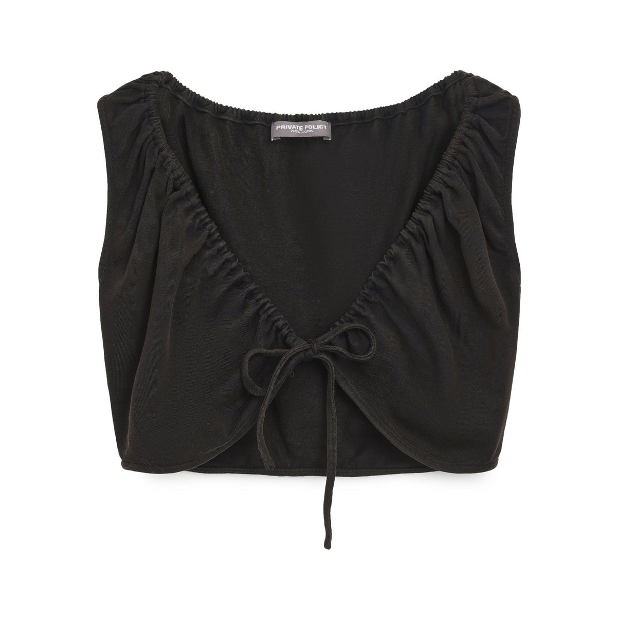 PRIVATE POLICY - Washed Cotton Drawstring Crop Top at DOORS NYC