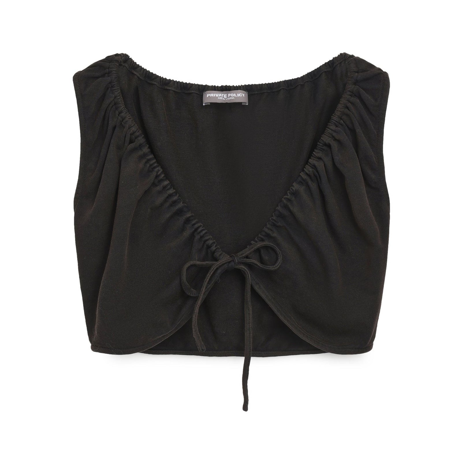PRIVATE POLICY - Washed Cotton Drawstring Crop Top at DOORS NYC