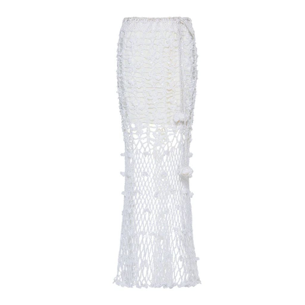 ANDREEVA - White Vanilla Handmade Crochet Skirt, buy at doors.nyc