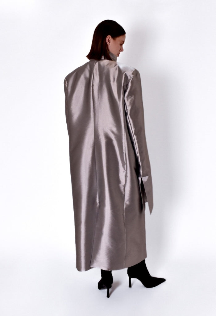 TANIA ORELLANA - Glaciar Coat | Silver PR Sample at DOORS NYC PR showroom