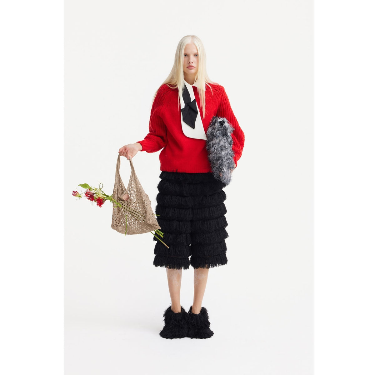 Detachable Shirt Collar With Sculptural Tie | White