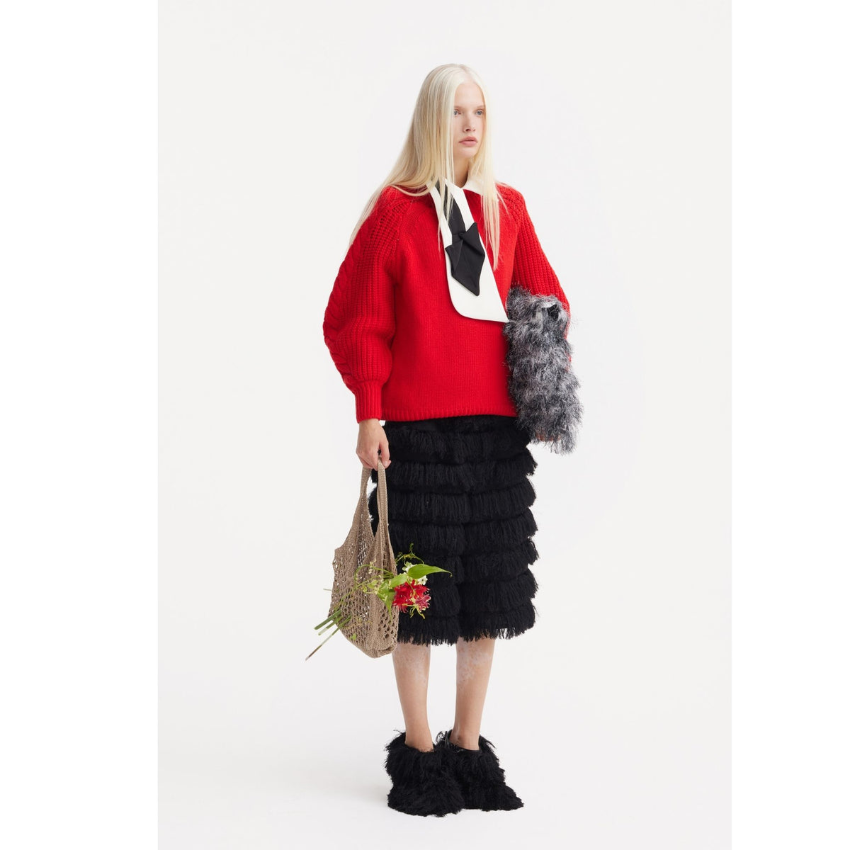 Detachable Shirt Collar With Sculptural Tie | White