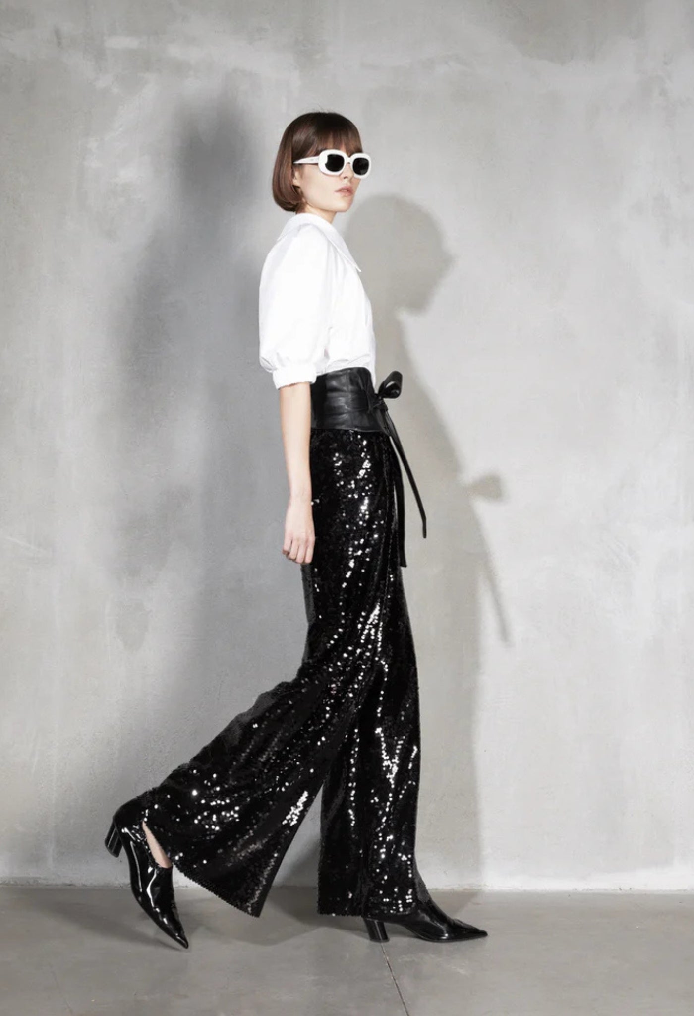 Occasion Palazzo Sequin Trousers | Black