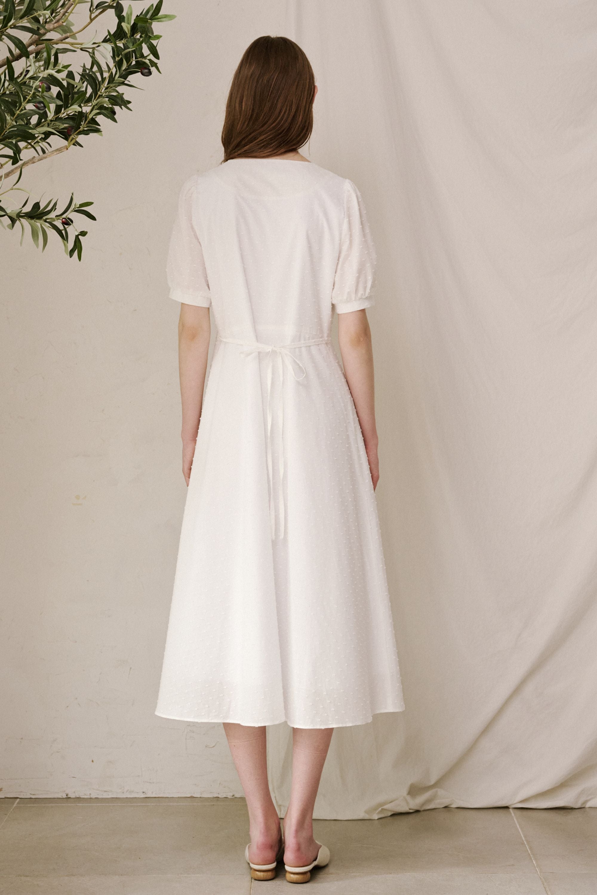 GREENEST - Dot Pattern Dress | White, buy at DOORS NYC