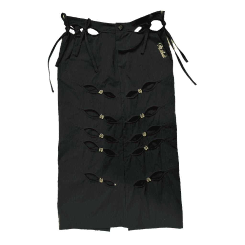 RUIBUILT - Embroidery Cutout Cargo Maxi Skirt | Onyx at DOORS NYC