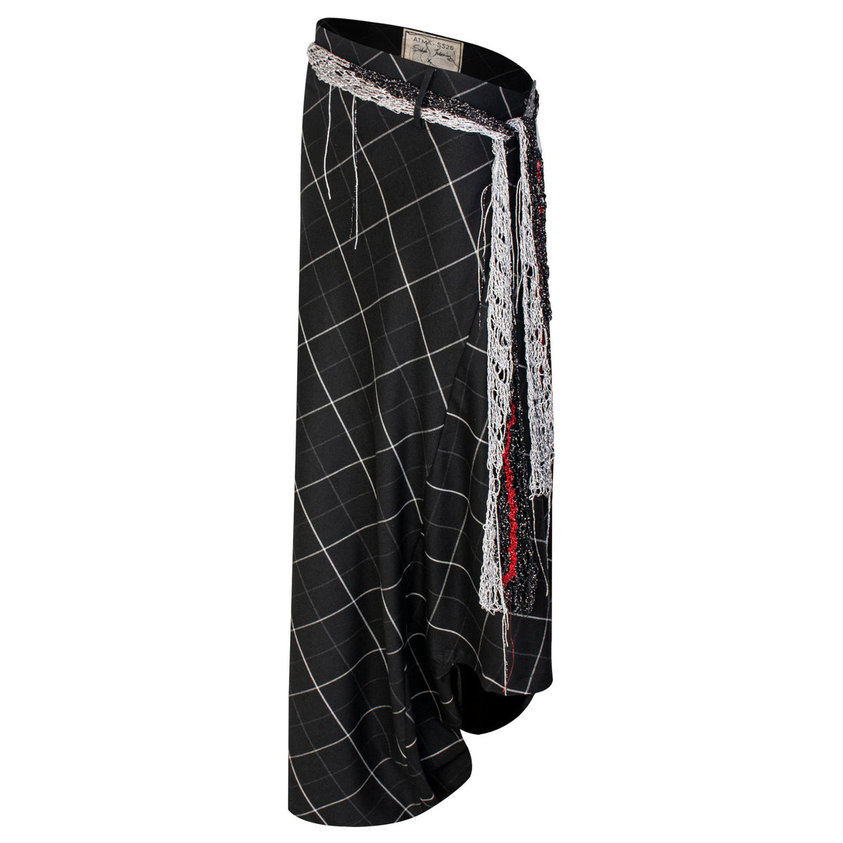 Woven Check Asymmetric Wrap Trousers | PR Sample