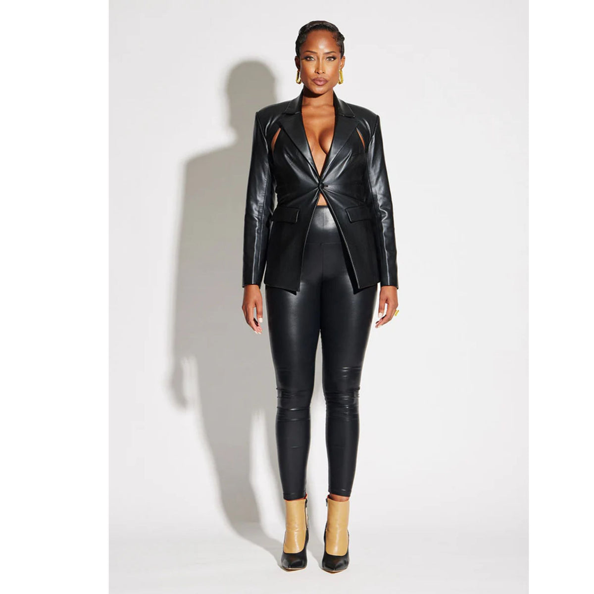 Vegan Leather Cut Out Blazer