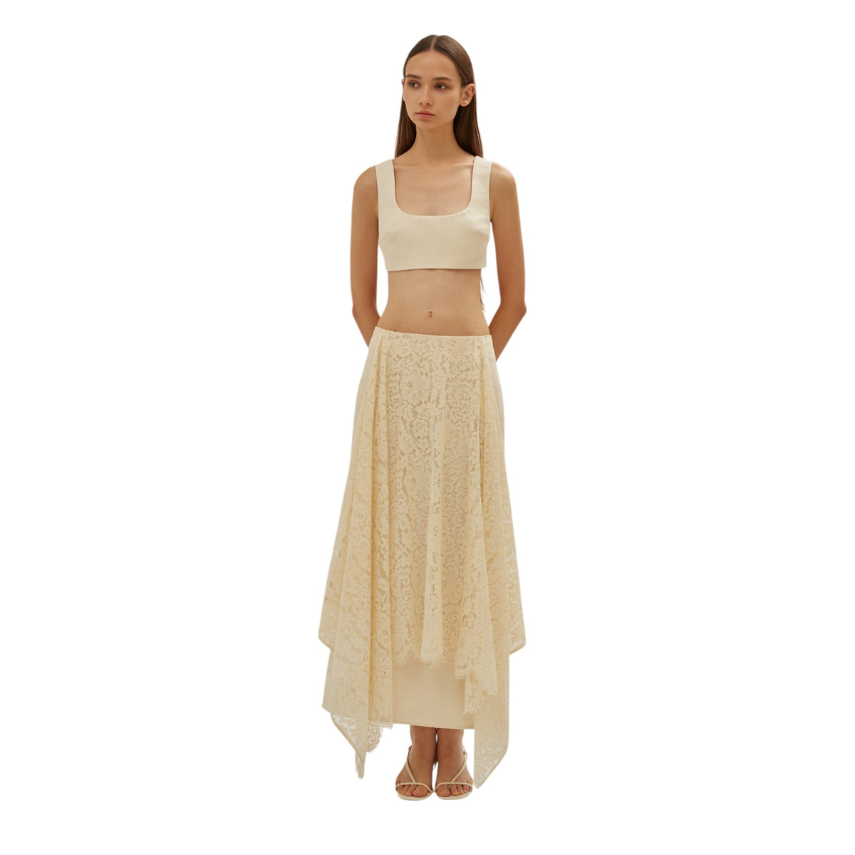 Ivory Lace Midi Skirt