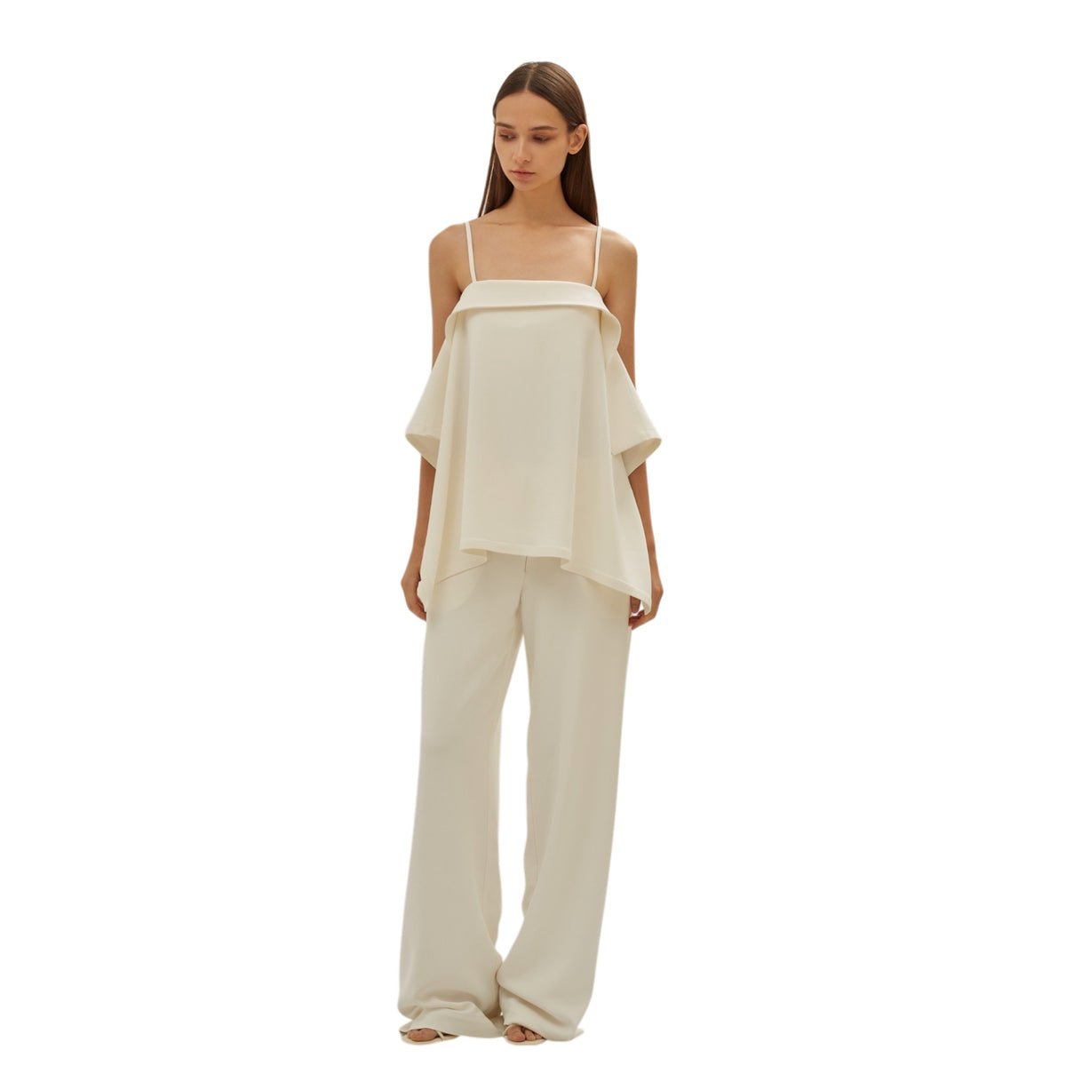 White Draped Fold Top