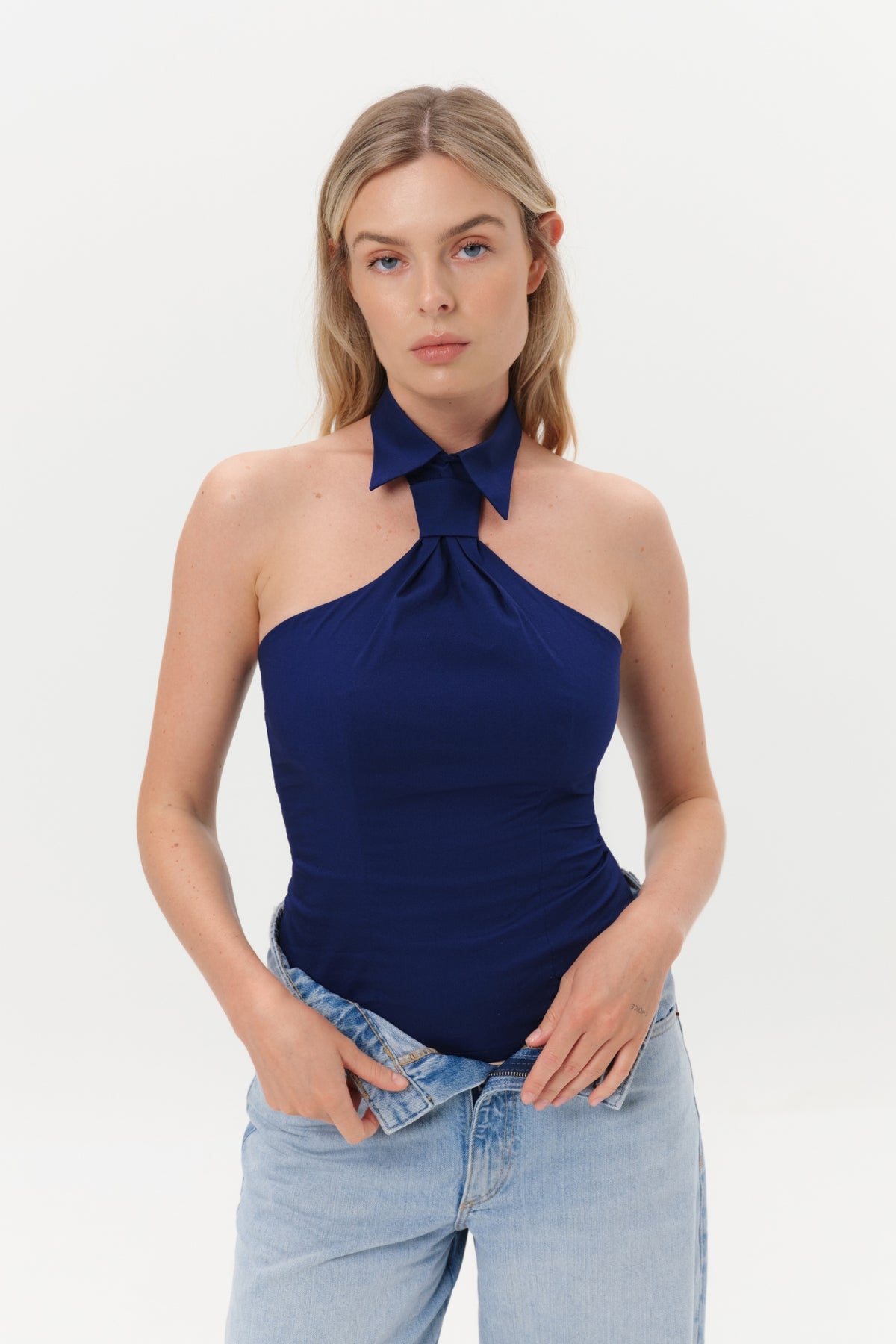 DAR ANN STUDIO - Blue TIE Top, buy at DOORS NYC
