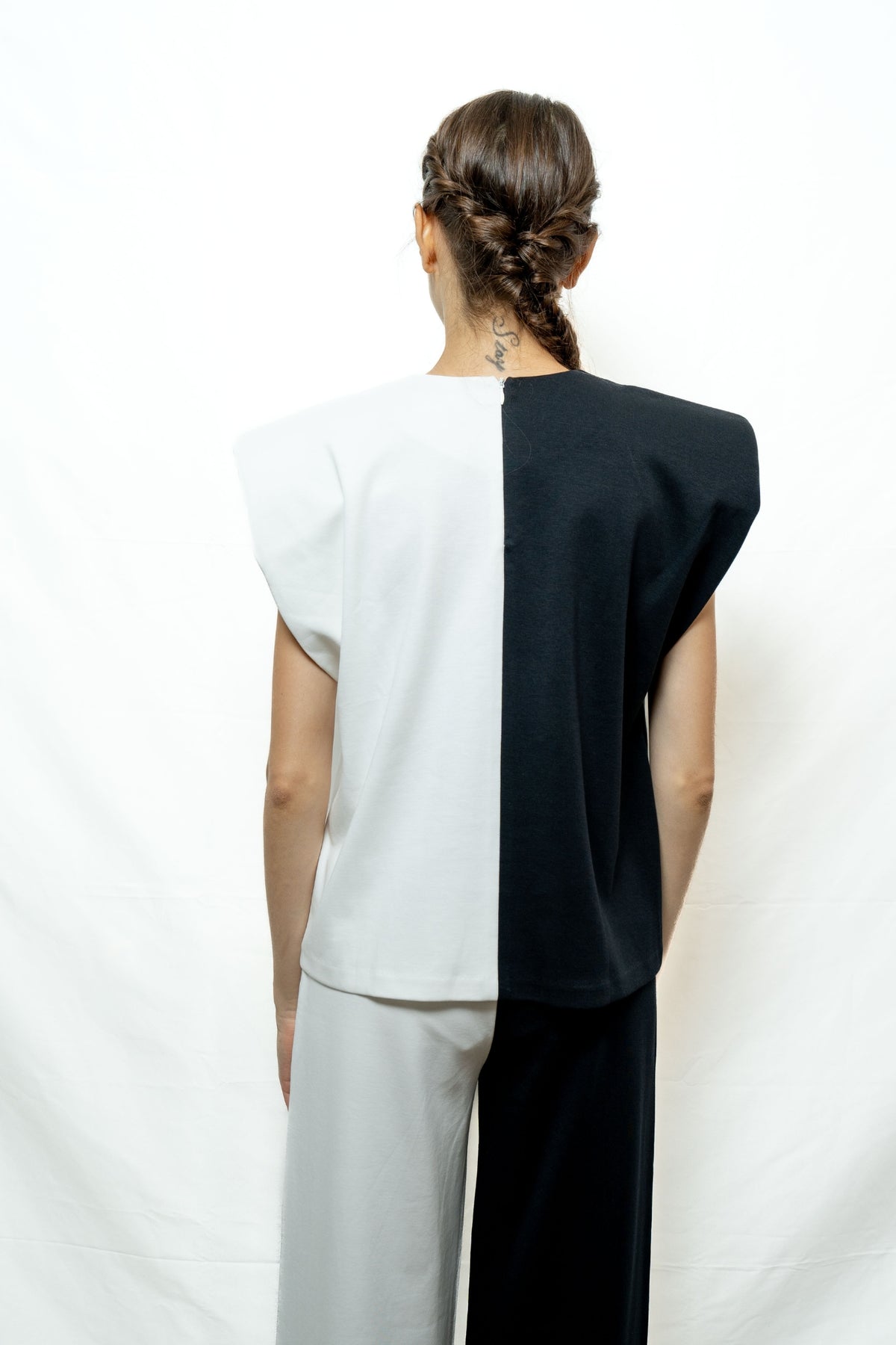 DIVINE HARMONIE - Yin &amp; Yang Two-Tone Sleeveless Top, buy at DOORS NYC