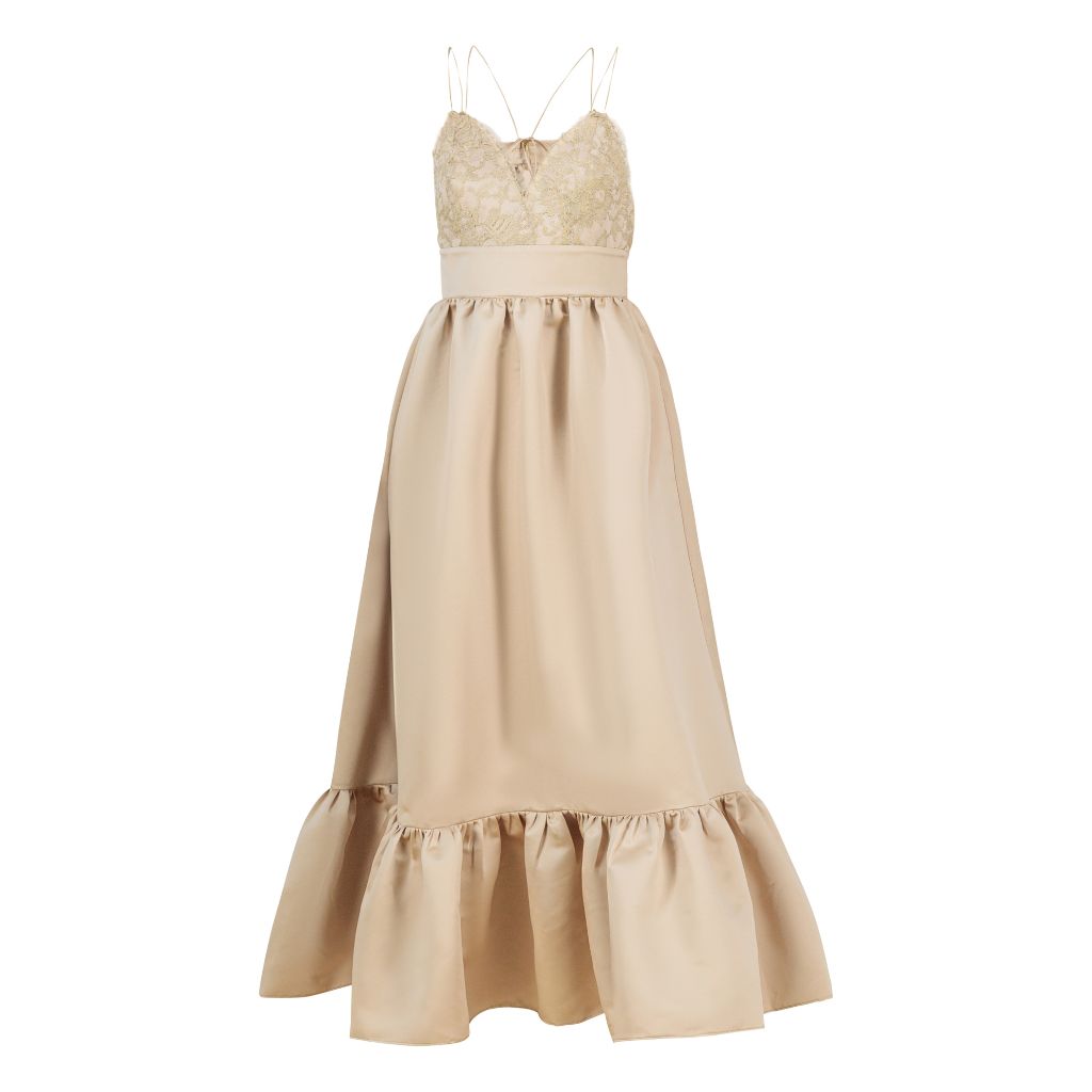 KAIANE DESIGNS - Ruffles Dress | Beige at DOORS NYC