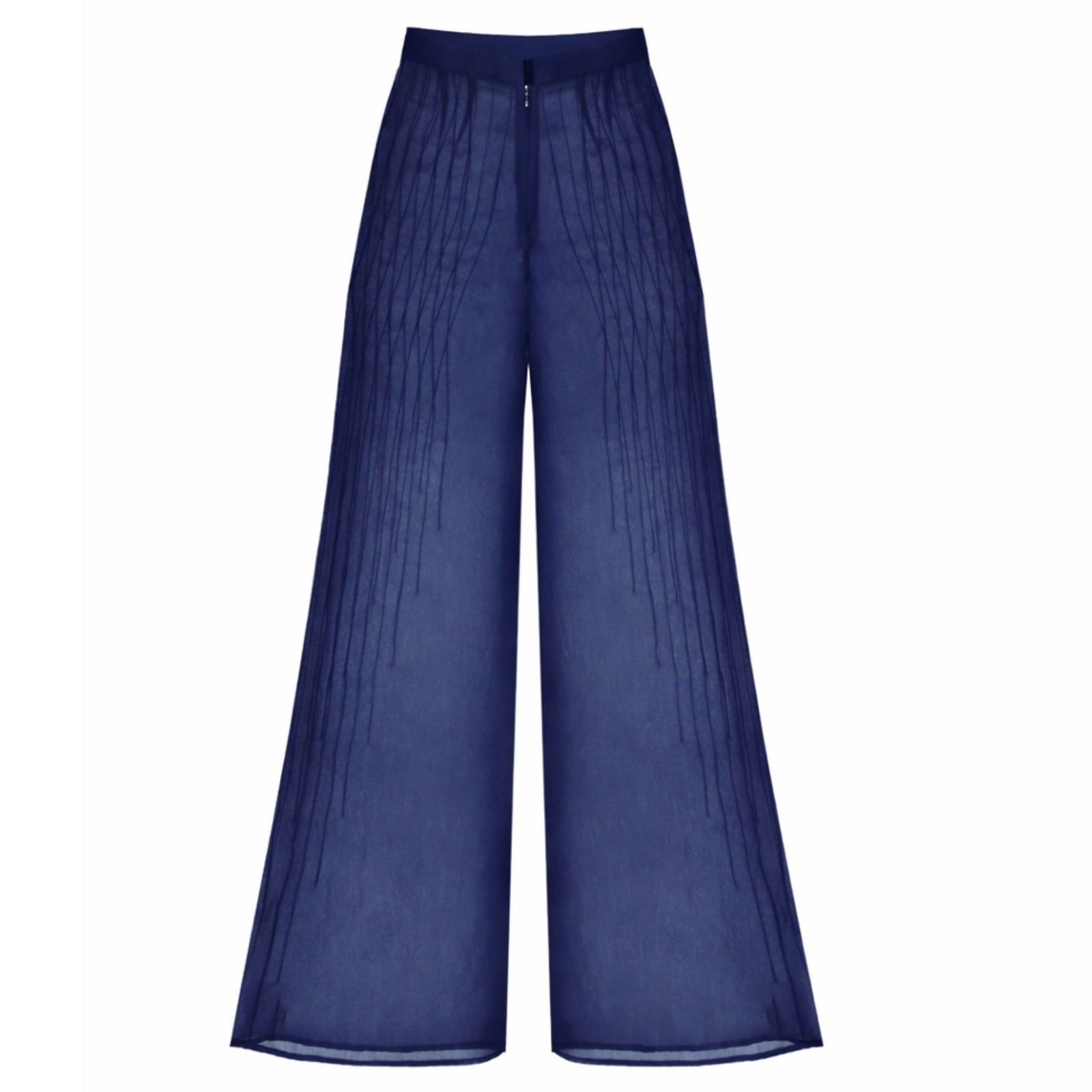 Sheer Pin Tuck Trousers | Blue