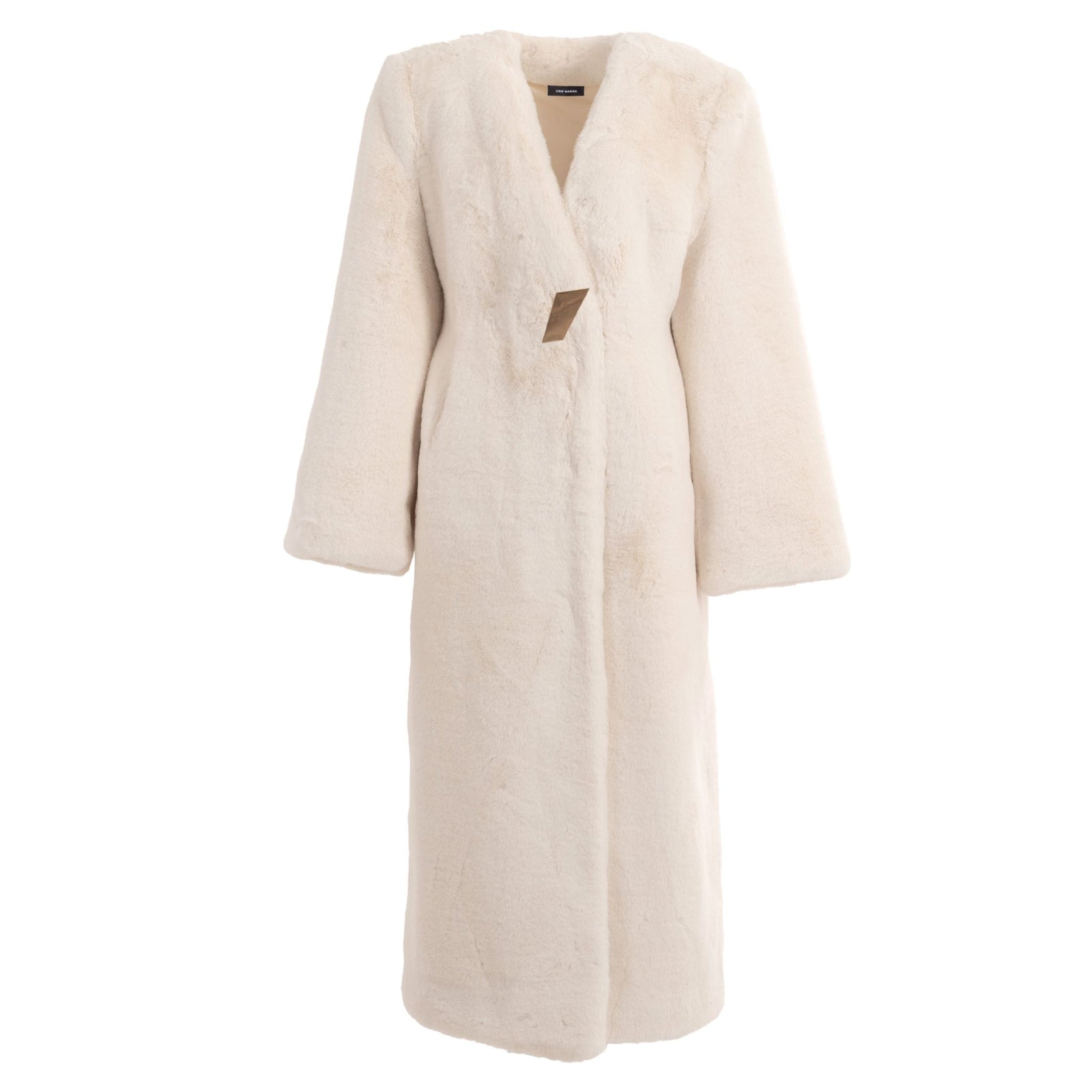 Fur Maxi Coat With Signature Button