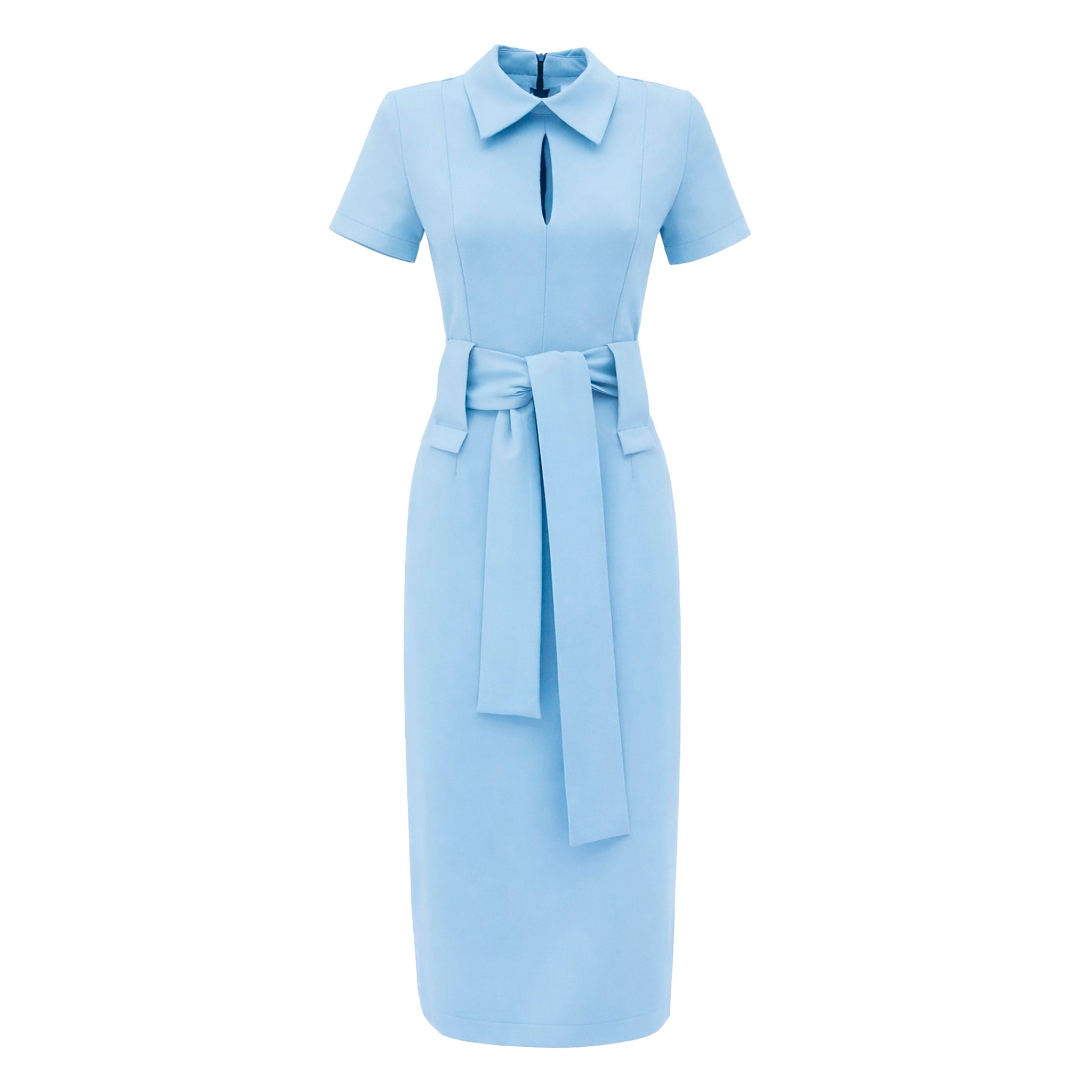 Short Sleeve Midi Dress With Belt