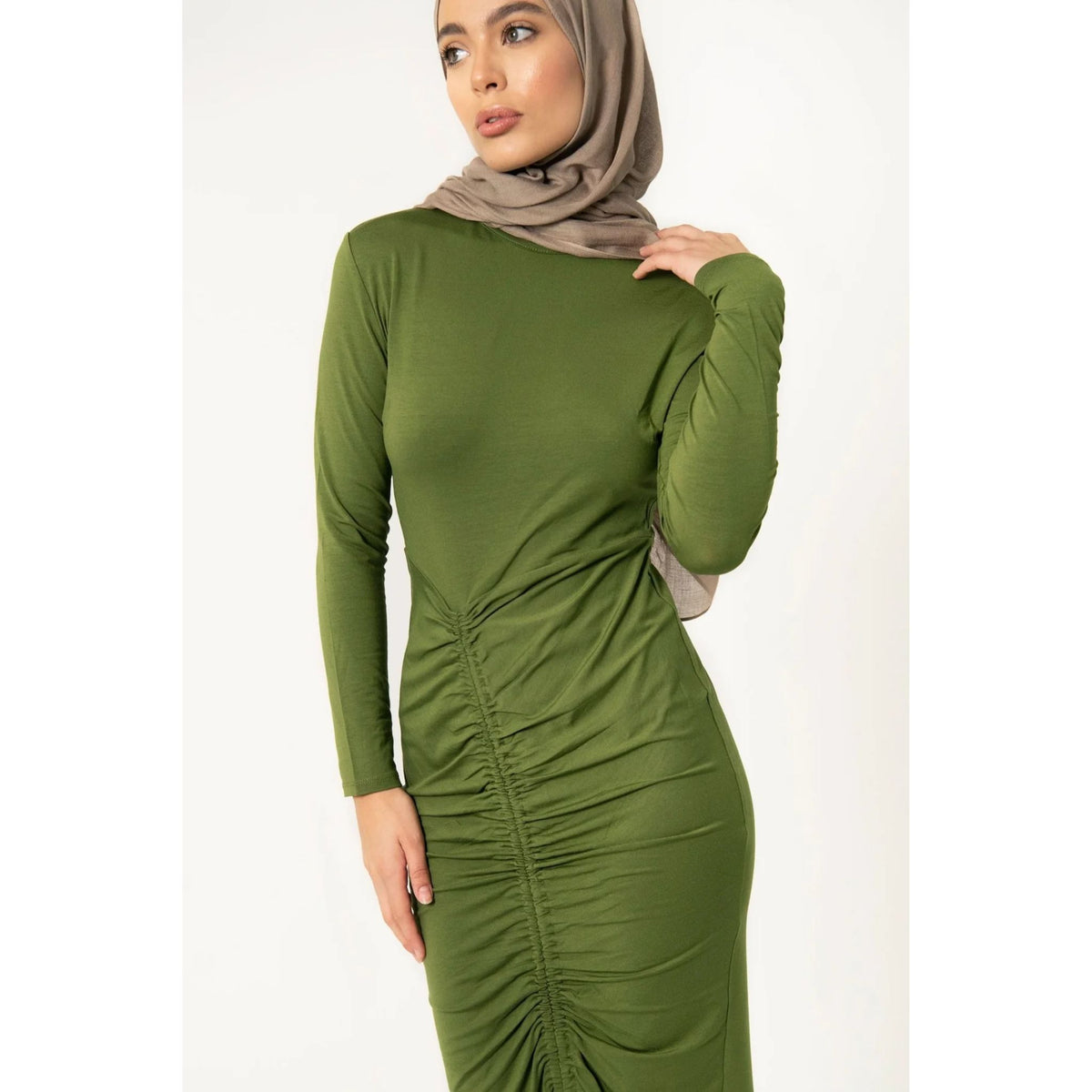 Long Sleeve Maxi Bodycon Dress Green | PR Sample