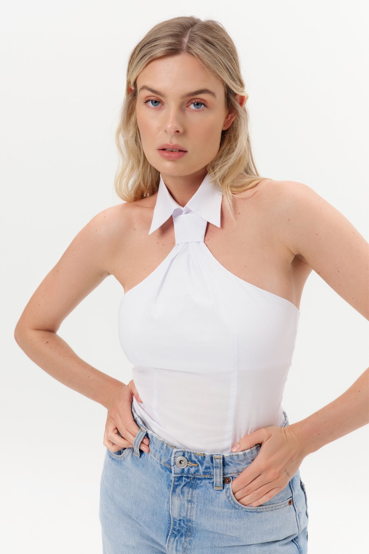 DAR ANN STUDIO - White TIE Top, buy at DOORS NYC