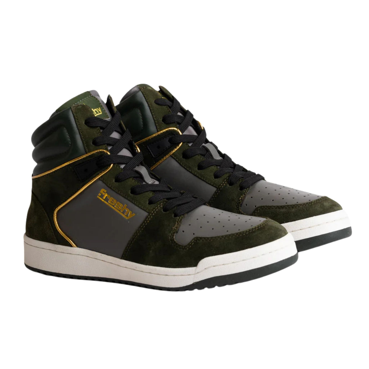 FRESHY - Bounce High-Top Sneakers Olive Green, buy at DOORS NYC