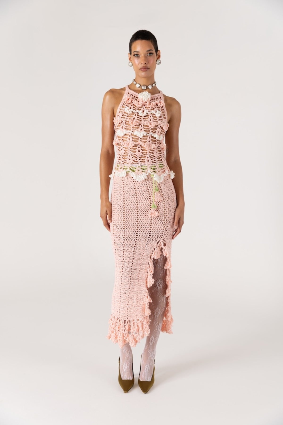 ANDREEVA - Chrysanthemum Handmade Crochet Top | Pink