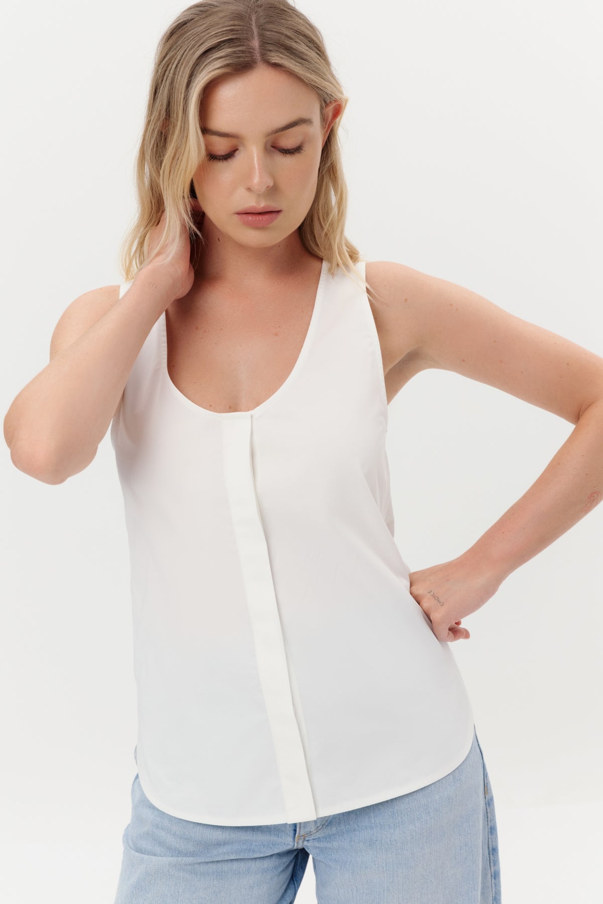 DAR ANN STUDIO - PAPER-CRISP Tank Top in White, buy at DOORS NYC