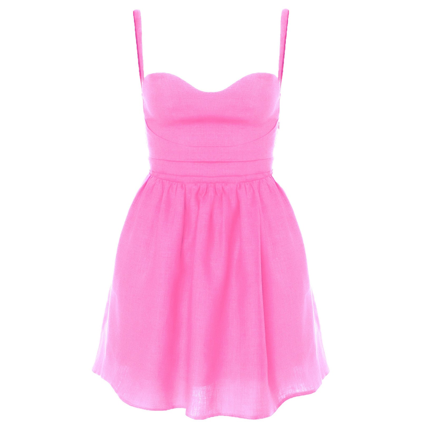 Mini Summer Dress With Corset and Straps - Pink
