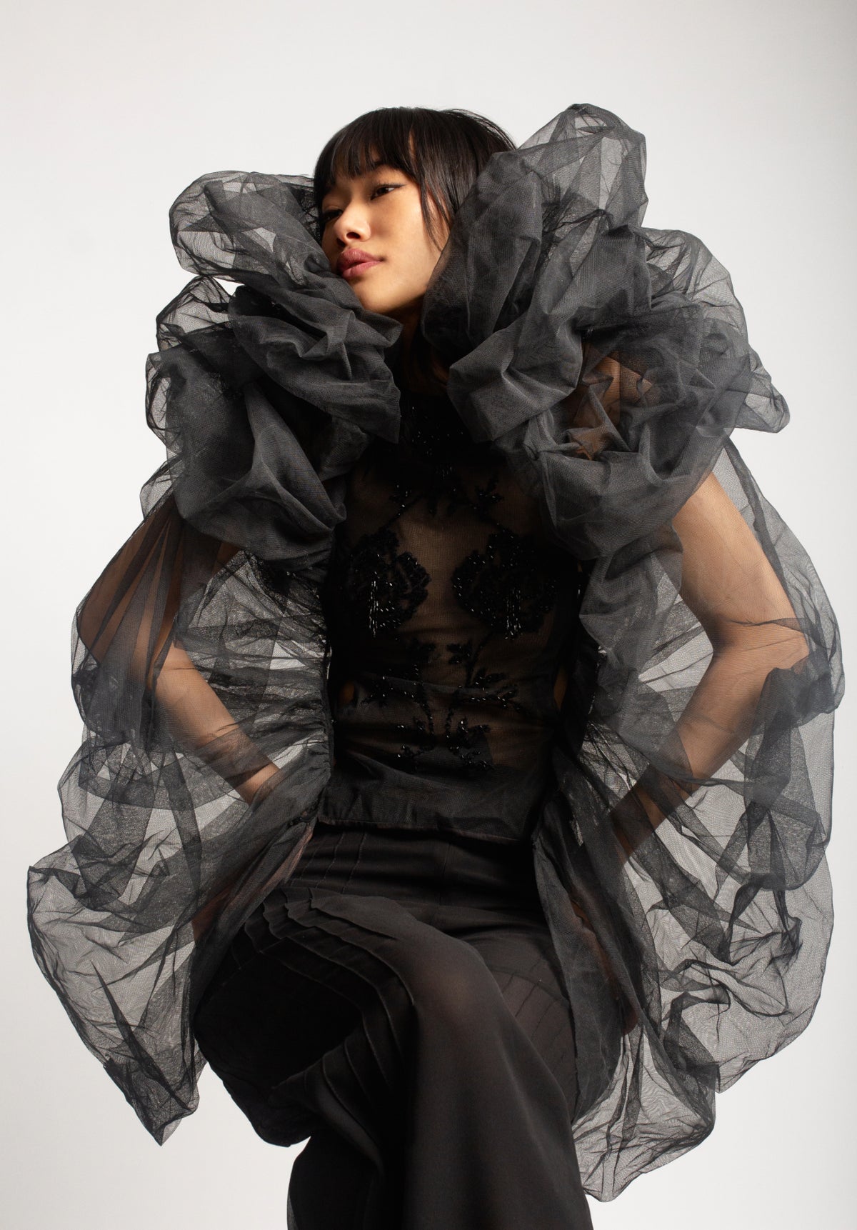 ELSA NILAJ - Sheer Pin Tuck Trousers, buy at DOORS NYC