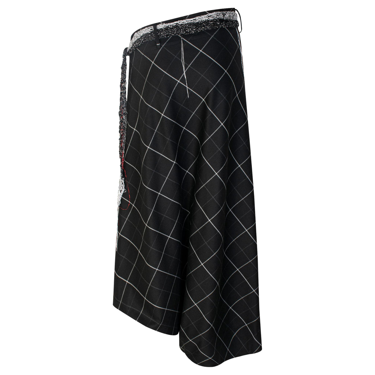 Woven Check Asymmetric Wrap Trousers