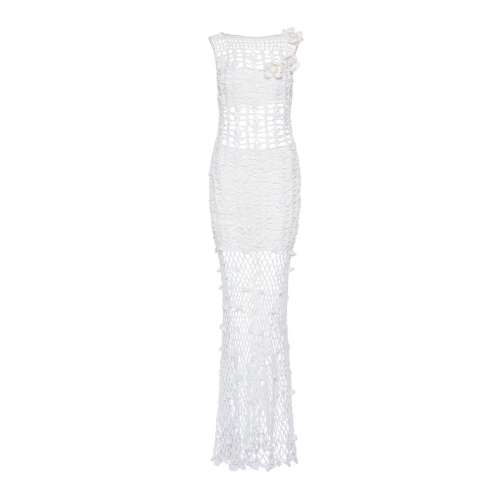 ANDREEVA -White Vanilla Handmade Maxi Crochet Dress , buy at DOORS NYC