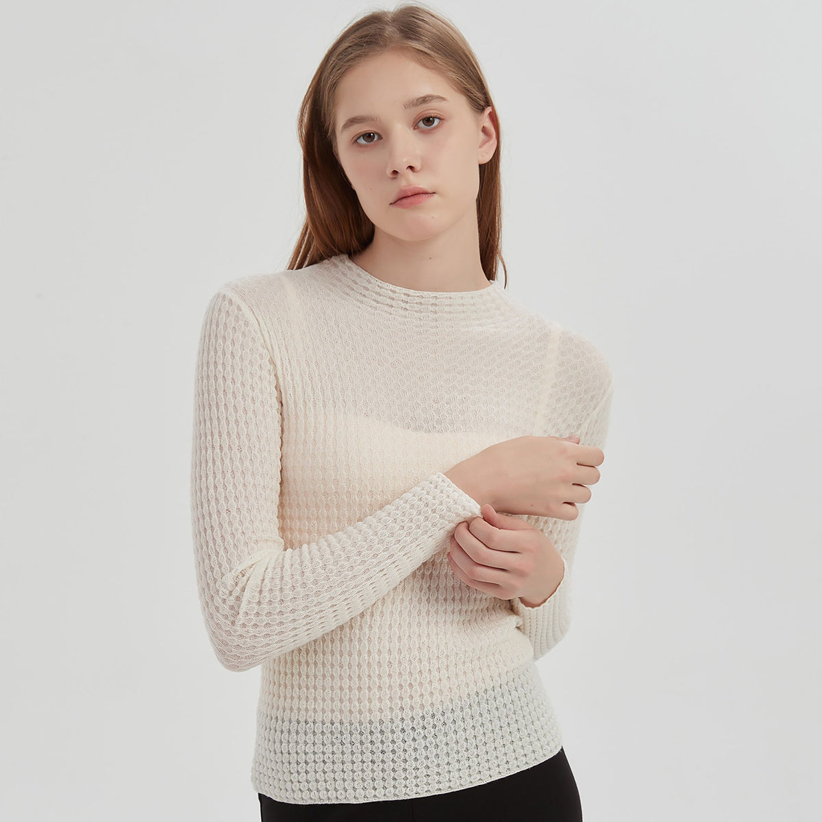 NUAJE NUAJE - Merino Textured Top | White, buy at DOORS NYC